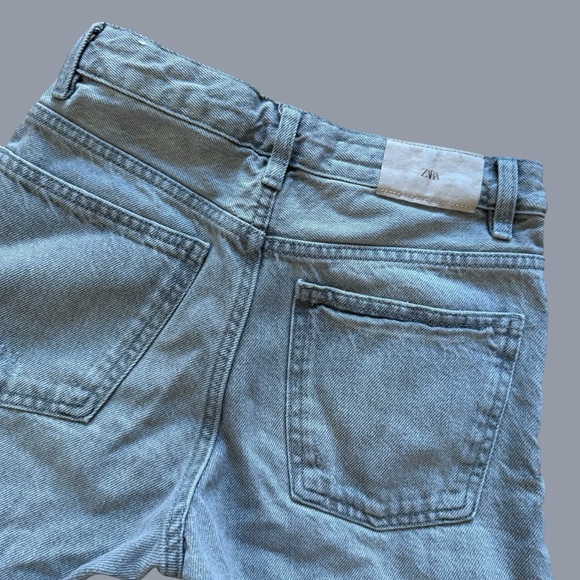 Zara Gray Denim Jeans High Rise Wide Leg Distressed Boys Girls size 12-13 - Picture 5 of 11